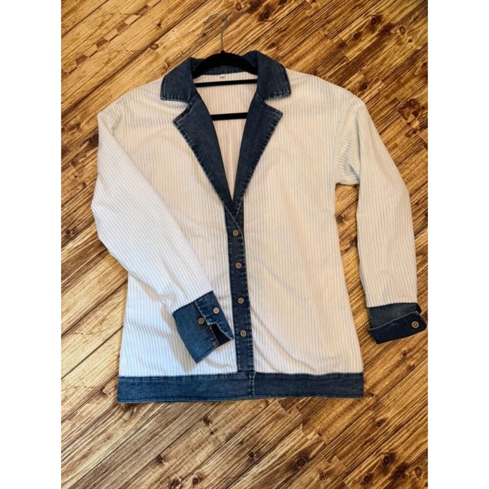 Blue & White Ribbed Lightweight Jacket